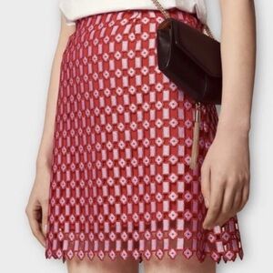 NWT Sandro red lace a-line mini skirt size 1/S